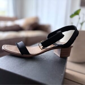 J. Crew Black Strappy Low Block Heel Sandal